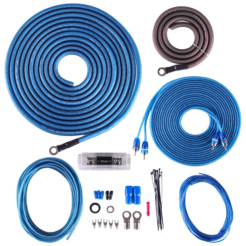 Skar Audio 4 Gauge Amplifier Wiring Kit - Blue, Copper Clad Aluminum, SKAR4ANL-CCA - Image 1
